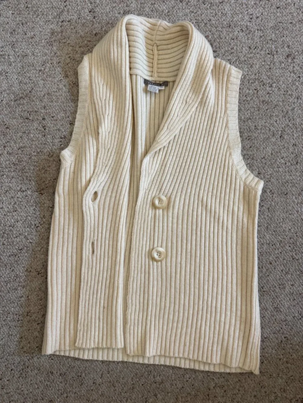 Cream Cardigan Sz M Wool Blend Isabella Bird Sleeveless Ivory Off white